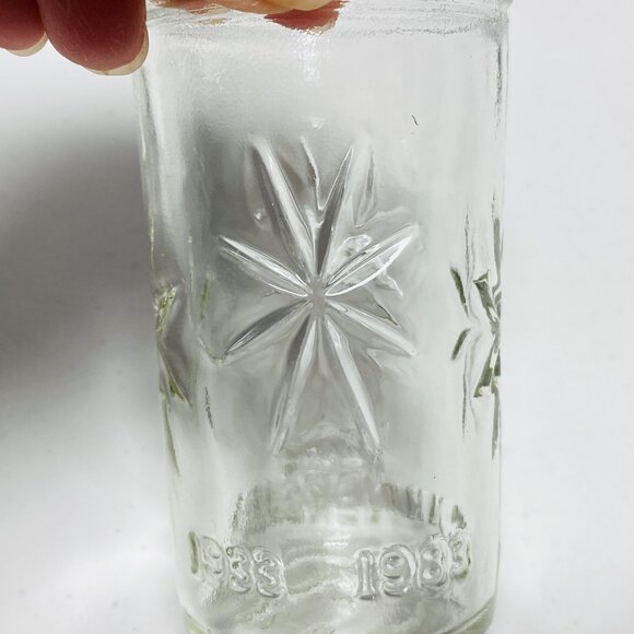 Vintage Kraft 50th Anniversary Glass Cheese Jars Set Of 4 Starburst Pattern - Picture 2 of 12